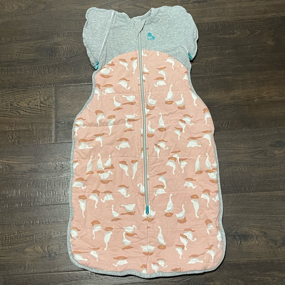Love to Dream 2.5TOG Pink Goose Print Sleep Sack with Grey Accents